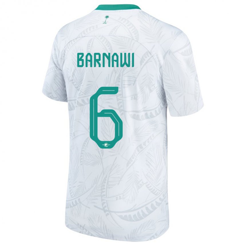Donna Maglia Arabia Saudita Mohammed Barnawi #6 Bianco Kit Gara Home 22-24 Maglietta