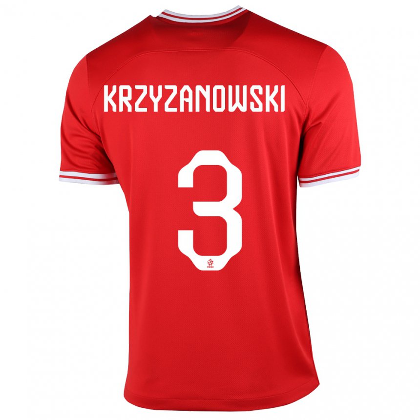 Donna Maglia Polonia Jakub Krzyzanowski #3 Rosso Kit Gara Away 22-24 Maglietta