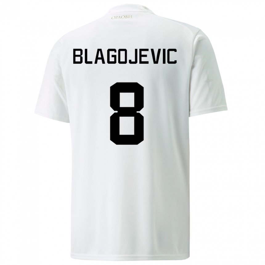 Donna Maglia Serbia Dina Blagojevic #8 Bianco Kit Gara Away 22-24 Maglietta