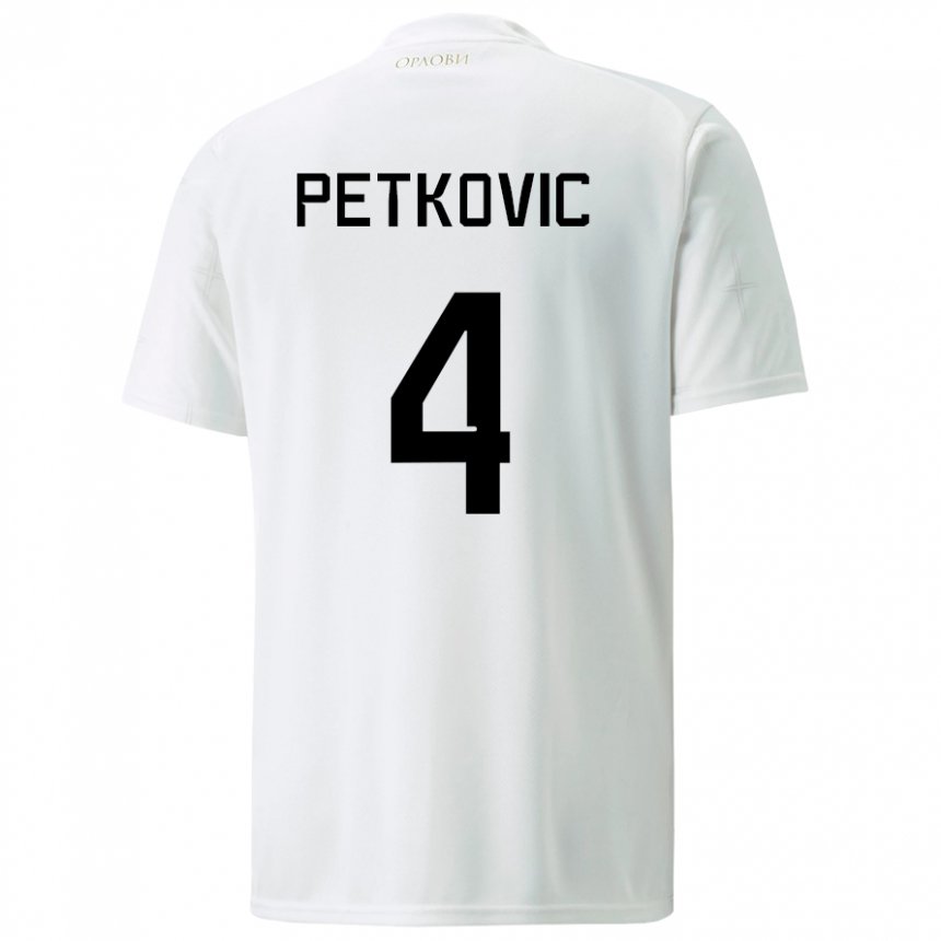 Donna Maglia Serbia Nikola Petkovic #4 Bianco Kit Gara Away 22-24 Maglietta