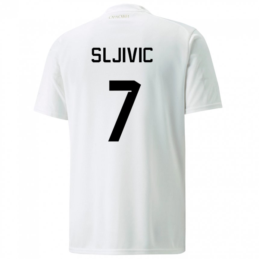 Donna Maglia Serbia Jovan Sljivic #7 Bianco Kit Gara Away 22-24 Maglietta