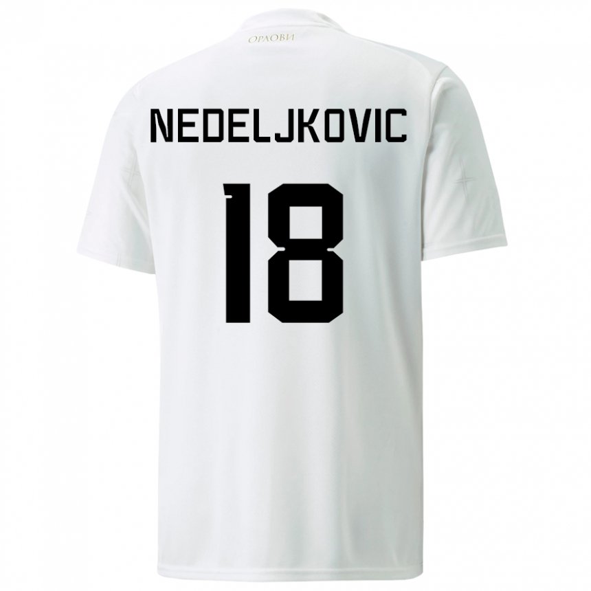 Donna Maglia Serbia Kosta Nedeljkovic #18 Bianco Kit Gara Away 22-24 Maglietta