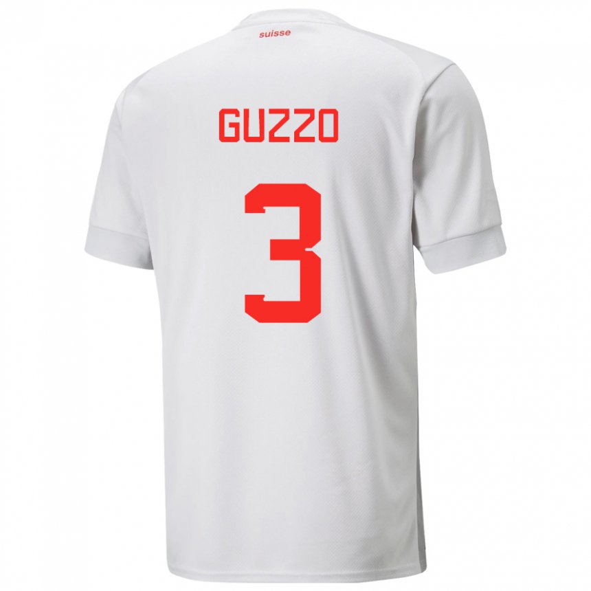 Donna Maglia Svizzera Ramon Guzzo #3 Bianco Kit Gara Away 22-24 Maglietta