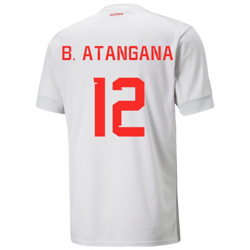 Donna Maglia Svizzera Brian Ernest Atangana #12 Bianco Kit Gara Away 22-24 Maglietta