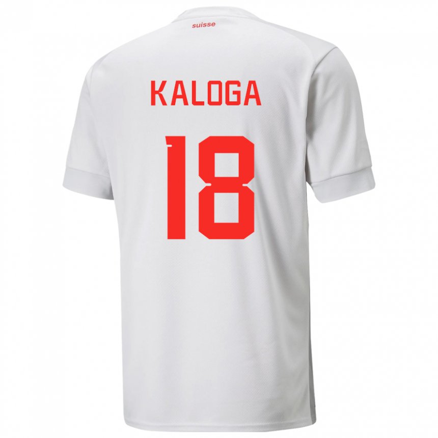 Donna Maglia Svizzera Issa Kaloga #18 Bianco Kit Gara Away 22-24 Maglietta