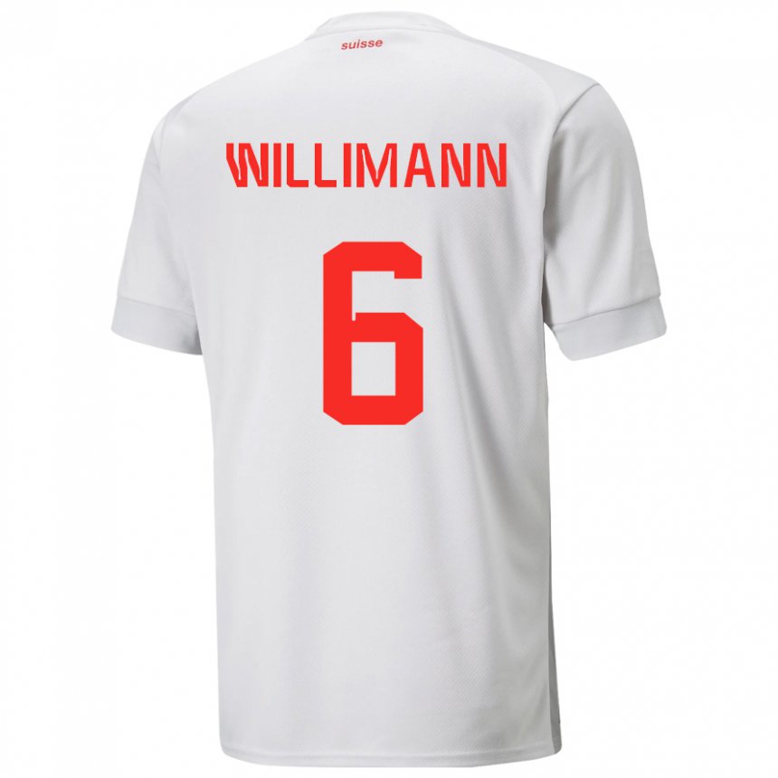 Donna Maglia Svizzera Mauricio Willimann #6 Bianco Kit Gara Away 22-24 Maglietta
