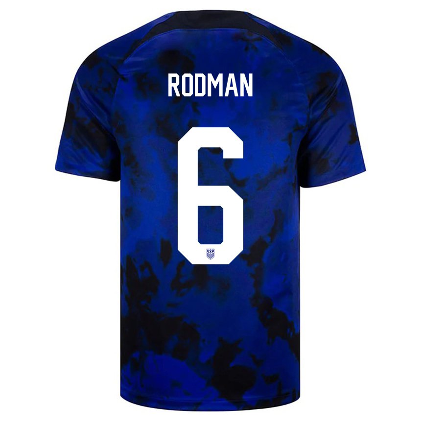 Donna Maglia Stati Uniti Trinity Rodman #6 Blu Reale Kit Gara Away 22-24 Maglietta