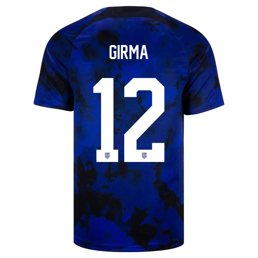 Donna Maglia Stati Uniti Naomi Girma #12 Blu Reale Kit Gara Away 22-24 Maglietta