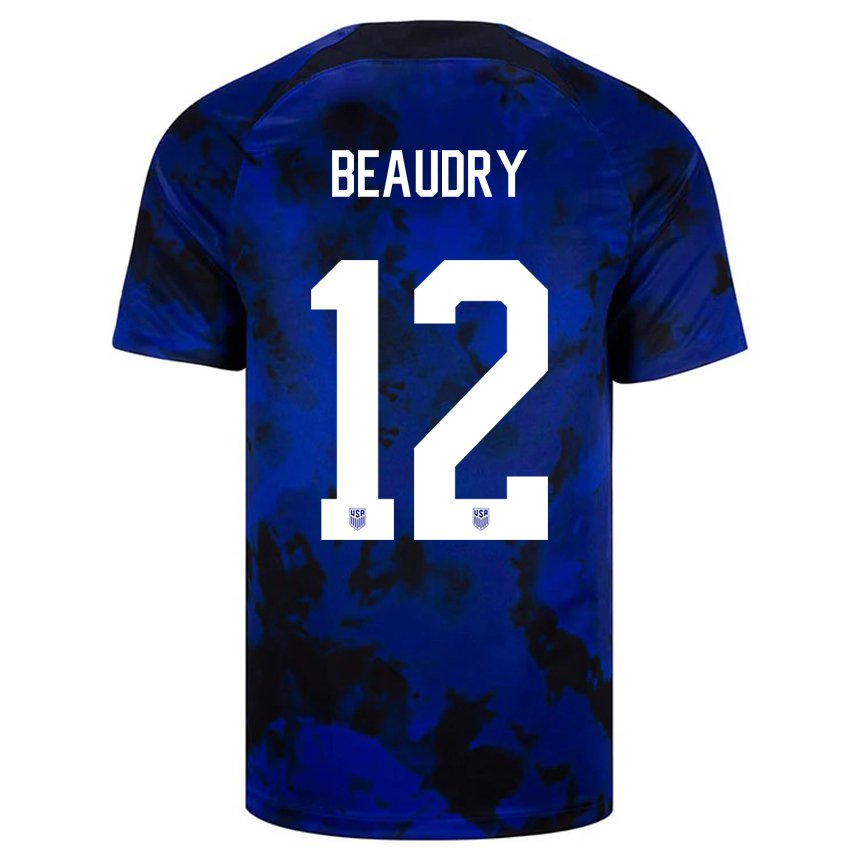 Donna Maglia Stati Uniti Adam Beaudry #12 Blu Reale Kit Gara Away 22-24 Maglietta