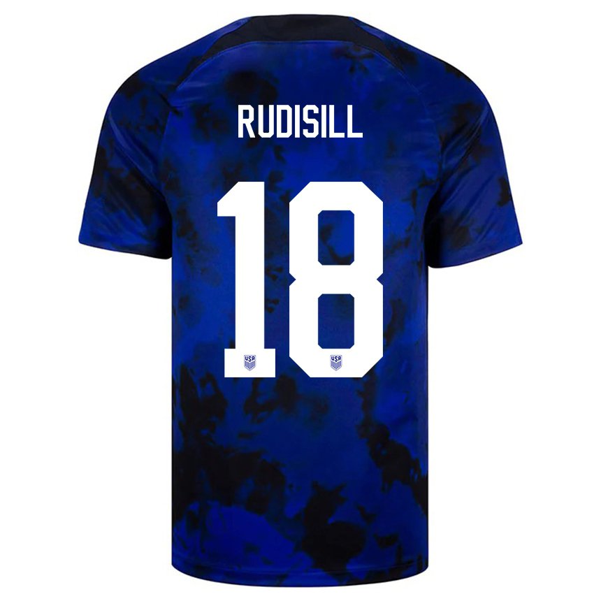 Donna Maglia Stati Uniti Paulo Rudisill #18 Blu Reale Kit Gara Away 22-24 Maglietta