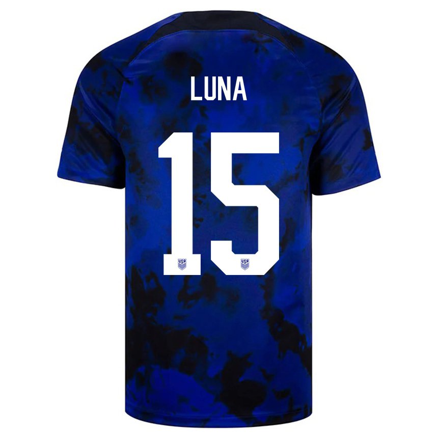 Donna Maglia Stati Uniti Diego Luna #15 Blu Reale Kit Gara Away 22-24 Maglietta