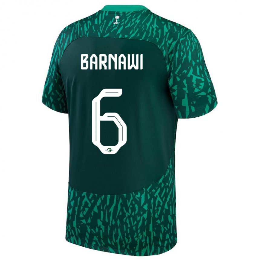 Donna Maglia Arabia Saudita Mohammed Barnawi #6 Verde Scuro Kit Gara Away 22-24 Maglietta