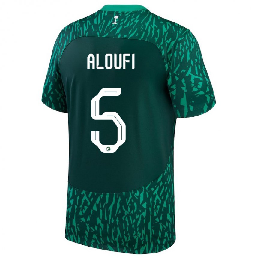 Donna Maglia Arabia Saudita Mohammed Aloufi #5 Verde Scuro Kit Gara Away 22-24 Maglietta
