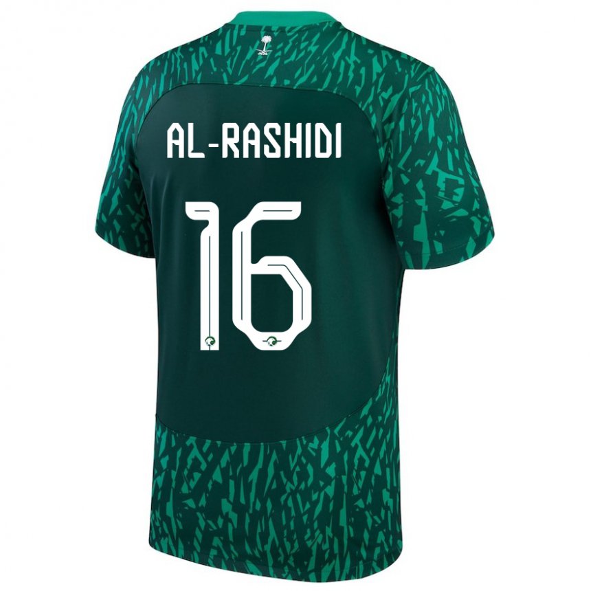 Donna Maglia Arabia Saudita Mohammed Al Rashidi #16 Verde Scuro Kit Gara Away 22-24 Maglietta