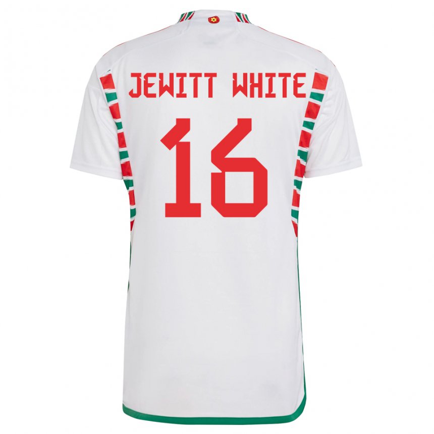 Donna Maglia Galles Harry Jewitt White #16 Bianco Kit Gara Away 22-24 Maglietta