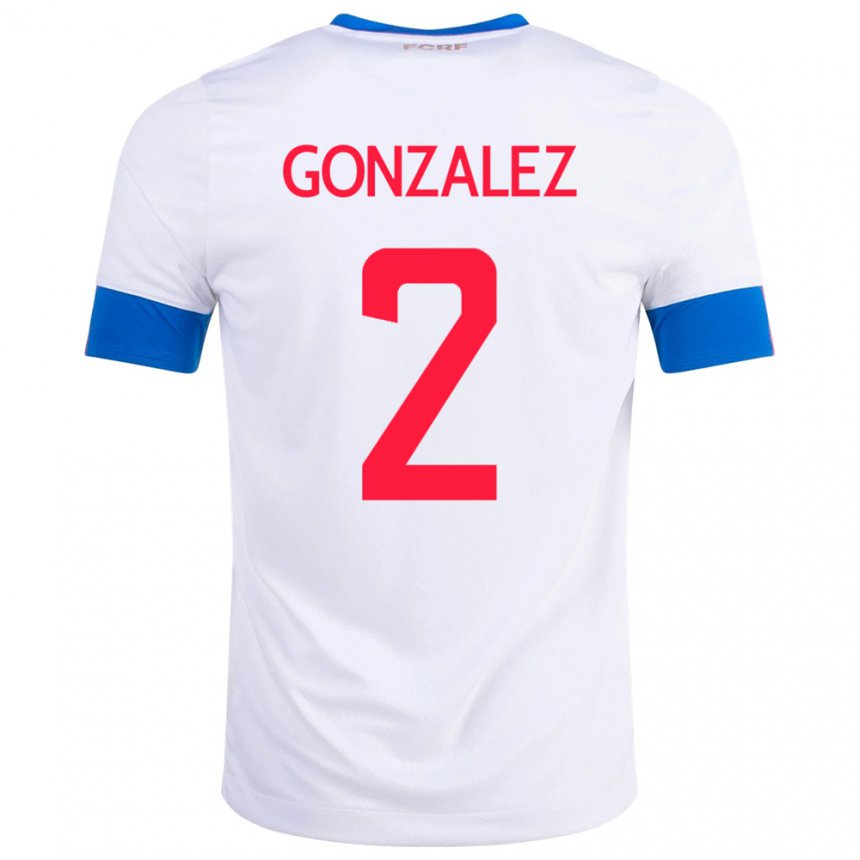Donna Maglia Costa Rica Julian Gonzalez #2 Bianco Kit Gara Away 22-24 Maglietta