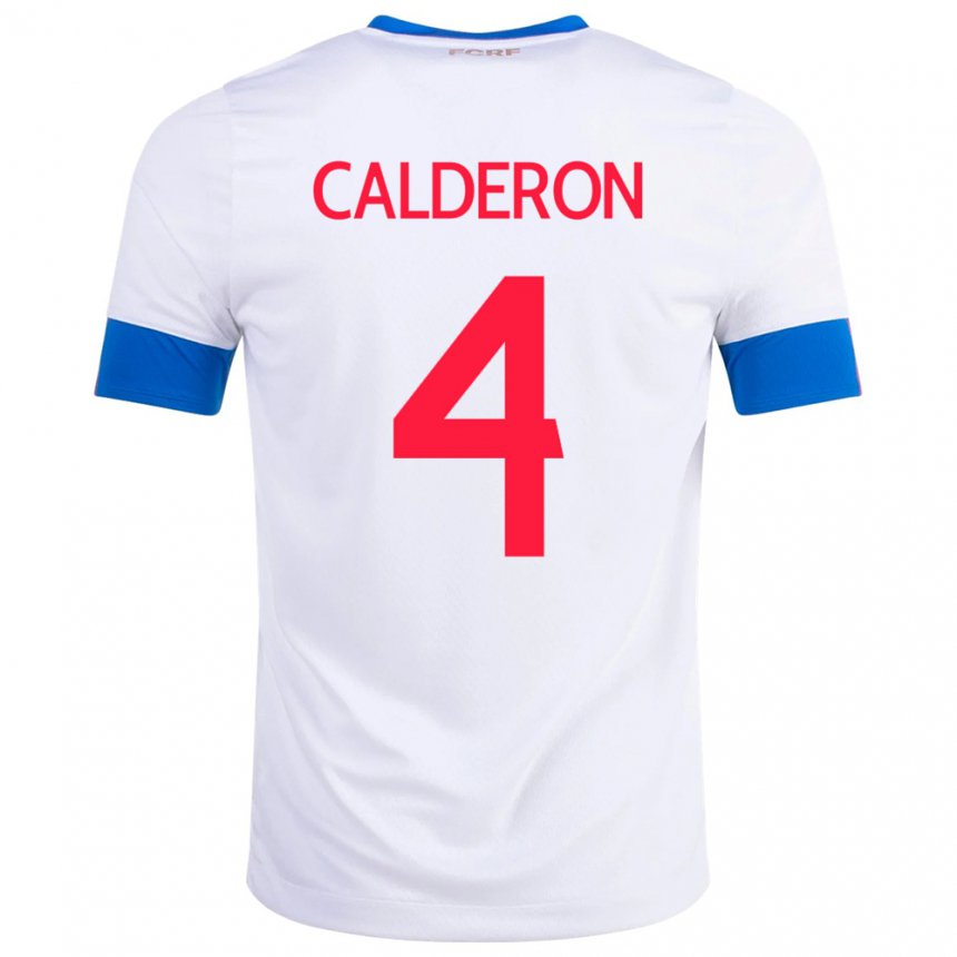Donna Maglia Costa Rica Brandon Calderon #4 Bianco Kit Gara Away 22-24 Maglietta