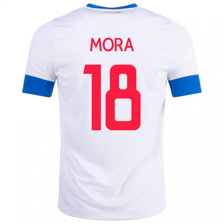 Donna Maglia Costa Rica Bayron Mora #18 Bianco Kit Gara Away 22-24 Maglietta