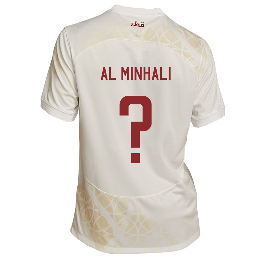 Donna Maglia Qatar Ahmad Al Minhali #0 Beige Oro Kit Gara Away 22-24 Maglietta
