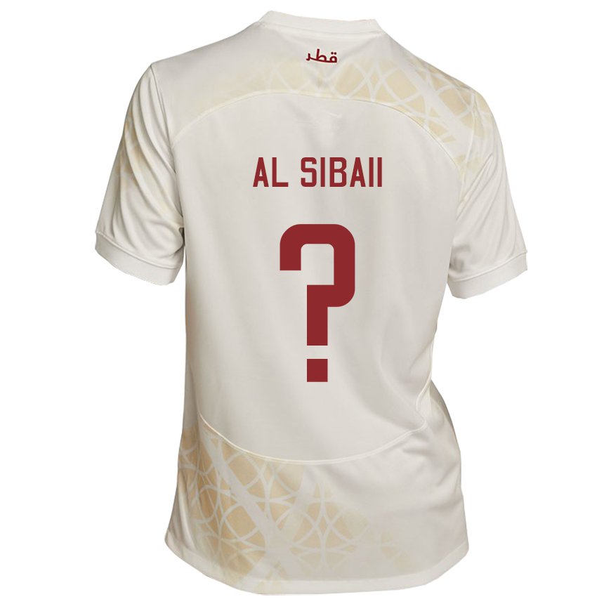 Donna Maglia Qatar Ahmad Al Sibaii #0 Beige Oro Kit Gara Away 22-24 Maglietta