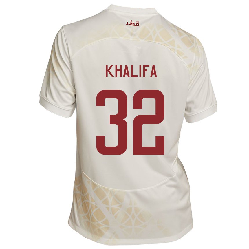Donna Maglia Qatar Duana Khalifa #32 Beige Oro Kit Gara Away 22-24 Maglietta