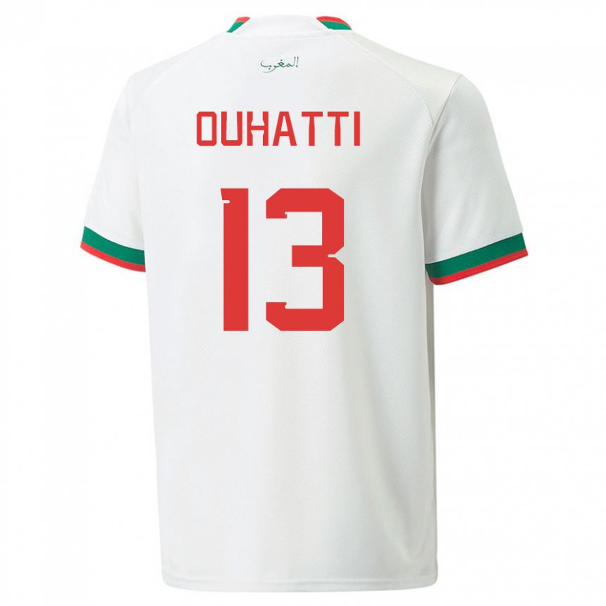 Donna Maglia Marocco Aymane Ouhatti #13 Bianco Kit Gara Away 22-24 Maglietta