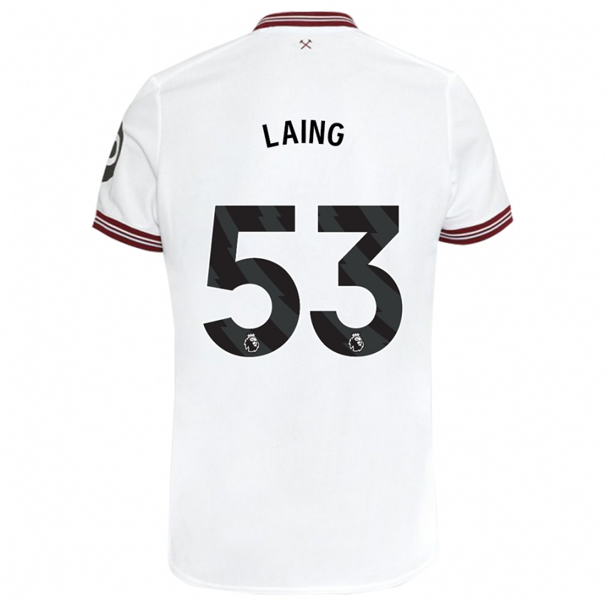 Bambino Maglia Levi Laing #53 Bianco Kit Gara Away 2023/24 Maglietta
