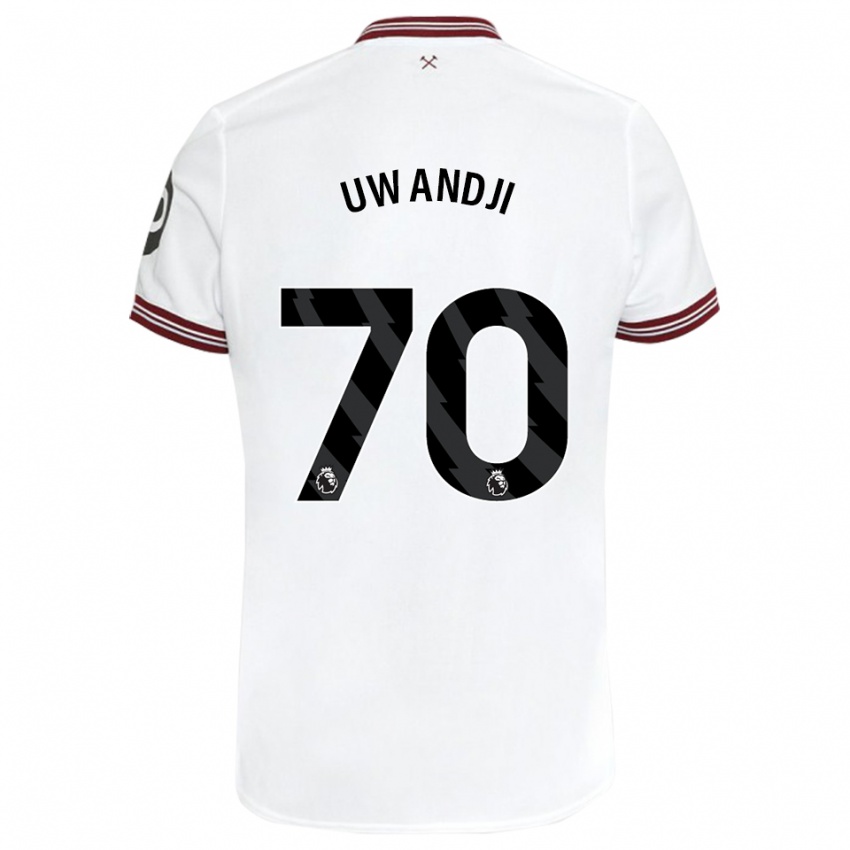 Bambino Maglia Blaise Uwandji #70 Bianco Kit Gara Away 2023/24 Maglietta