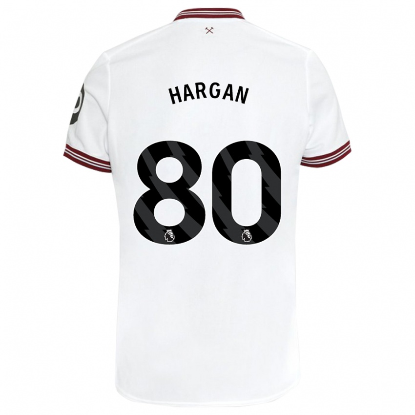 Bambino Maglia Riley Hargan #80 Bianco Kit Gara Away 2023/24 Maglietta
