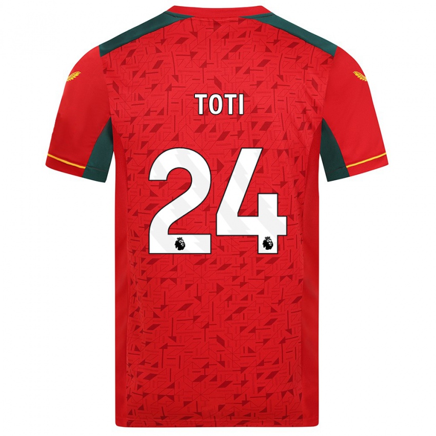 Bambino Maglia Toti #24 Rosso Kit Gara Away 2023/24 Maglietta