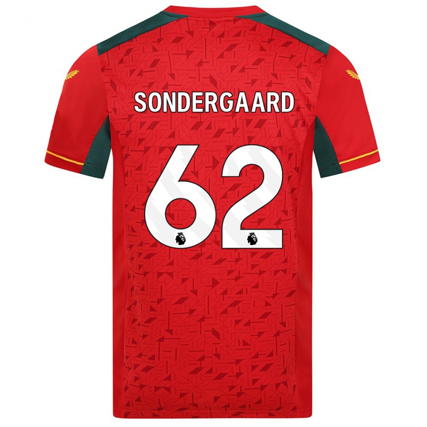 Bambino Maglia Andreas Sondergaard #62 Rosso Kit Gara Away 2023/24 Maglietta