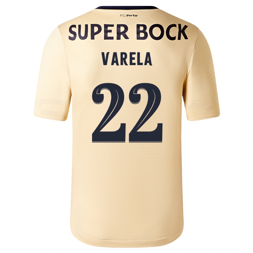 Bambino Maglia Alan Varela #22 Beige-Dorato Kit Gara Away 2023/24 Maglietta