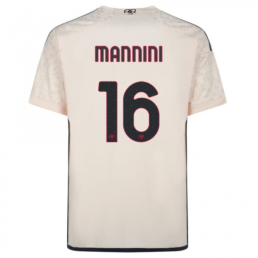 Bambino Maglia Mattia Mannini #16 Bianco Blu Kit Gara Away 2023/24 Maglietta