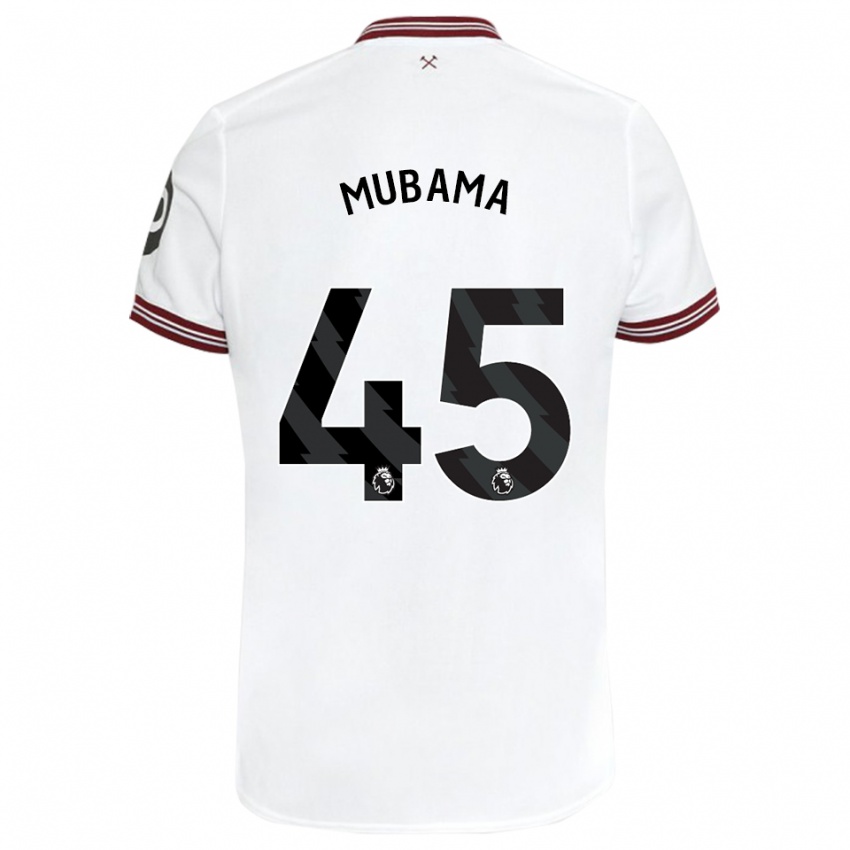 Uomo Maglia Divin Mubama #45 Bianco Kit Gara Away 2023/24 Maglietta