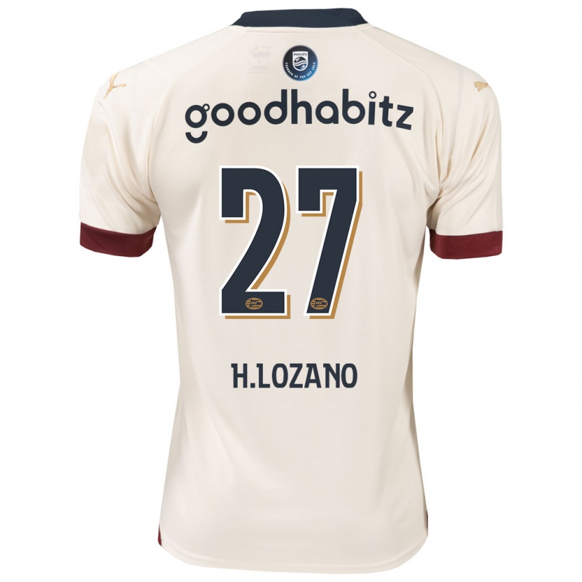 Uomo Maglia Hirving Lozano #27 Bianco Blu Kit Gara Away 2023/24 Maglietta