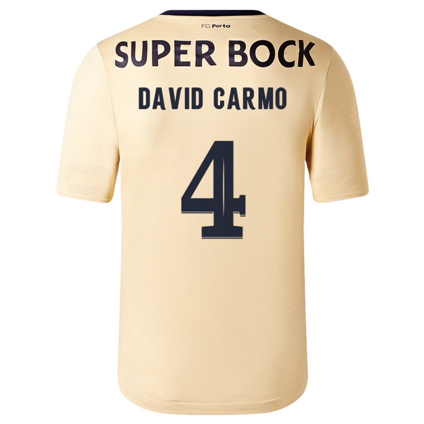 Uomo Maglia David Carmo #4 Beige-Dorato Kit Gara Away 2023/24 Maglietta