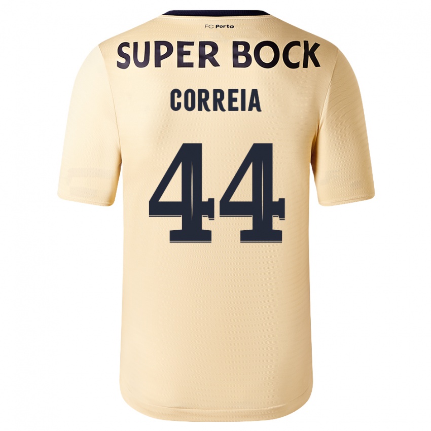 Uomo Maglia Romain Correia #44 Beige-Dorato Kit Gara Away 2023/24 Maglietta