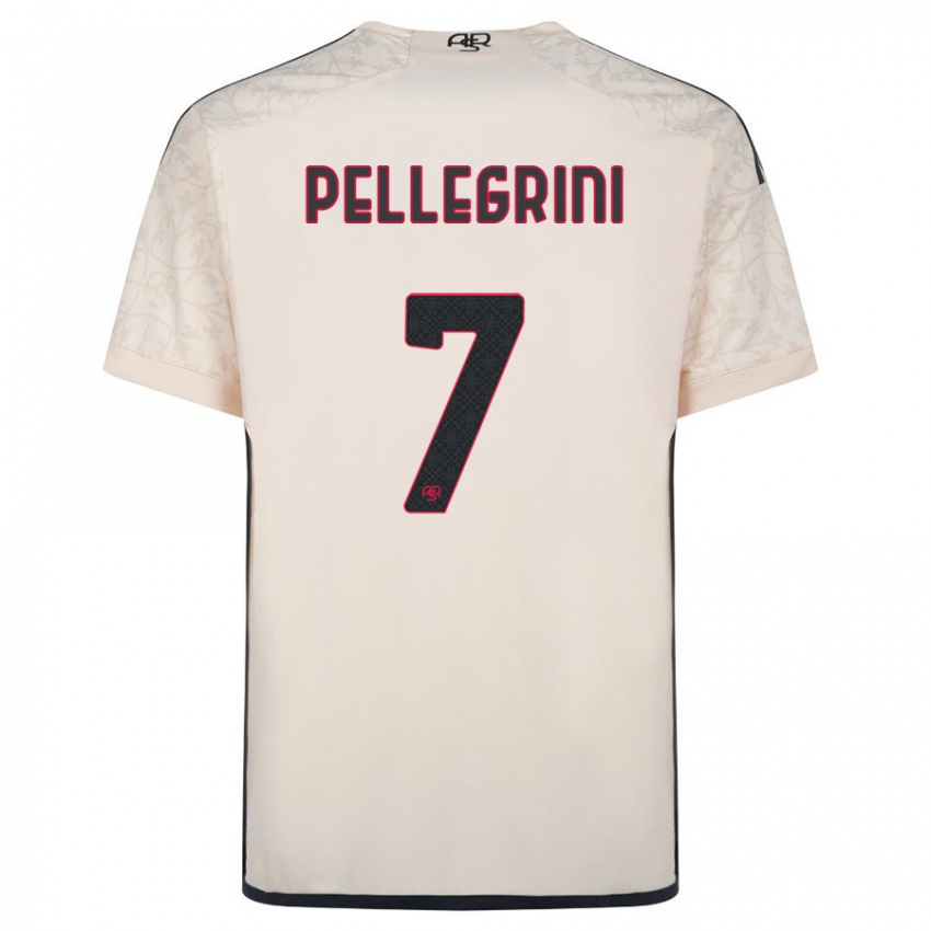 Uomo Maglia Lorenzo Pellegrini #7 Bianco Blu Kit Gara Away 2023/24 Maglietta
