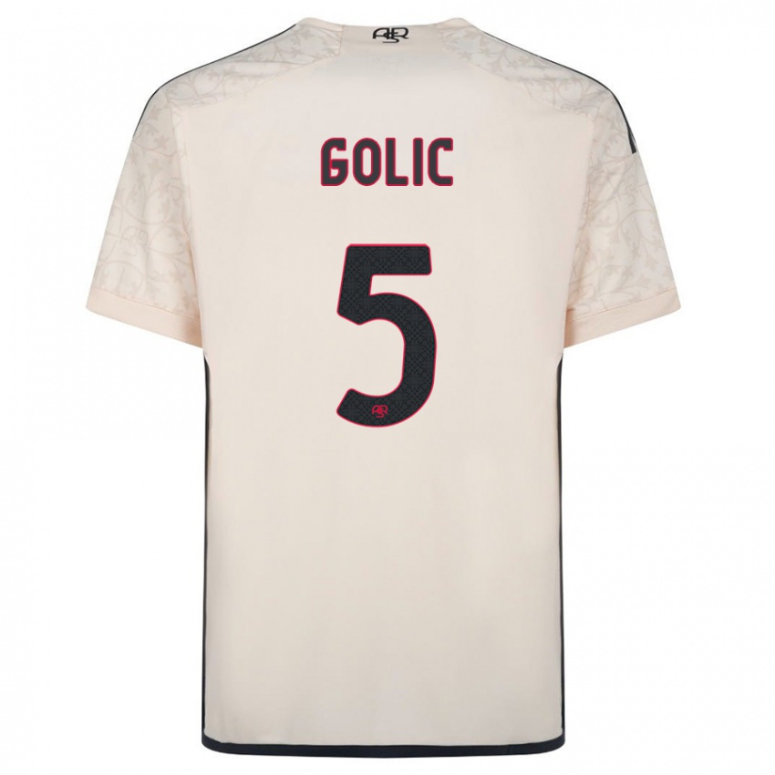 Uomo Maglia Lovro Golic #5 Bianco Blu Kit Gara Away 2023/24 Maglietta