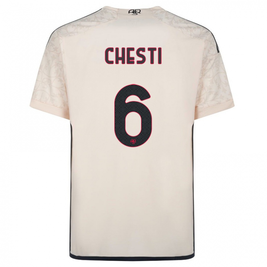 Uomo Maglia Francesco Chesti #6 Bianco Blu Kit Gara Away 2023/24 Maglietta