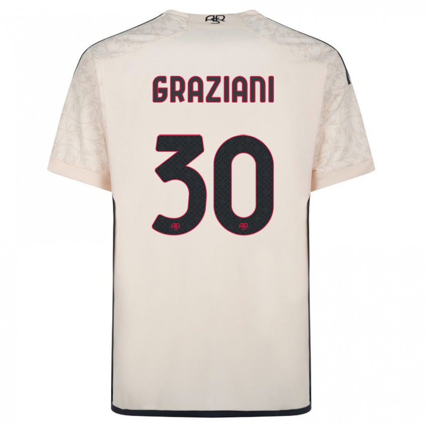 Uomo Maglia Leonardo Graziani #30 Bianco Blu Kit Gara Away 2023/24 Maglietta