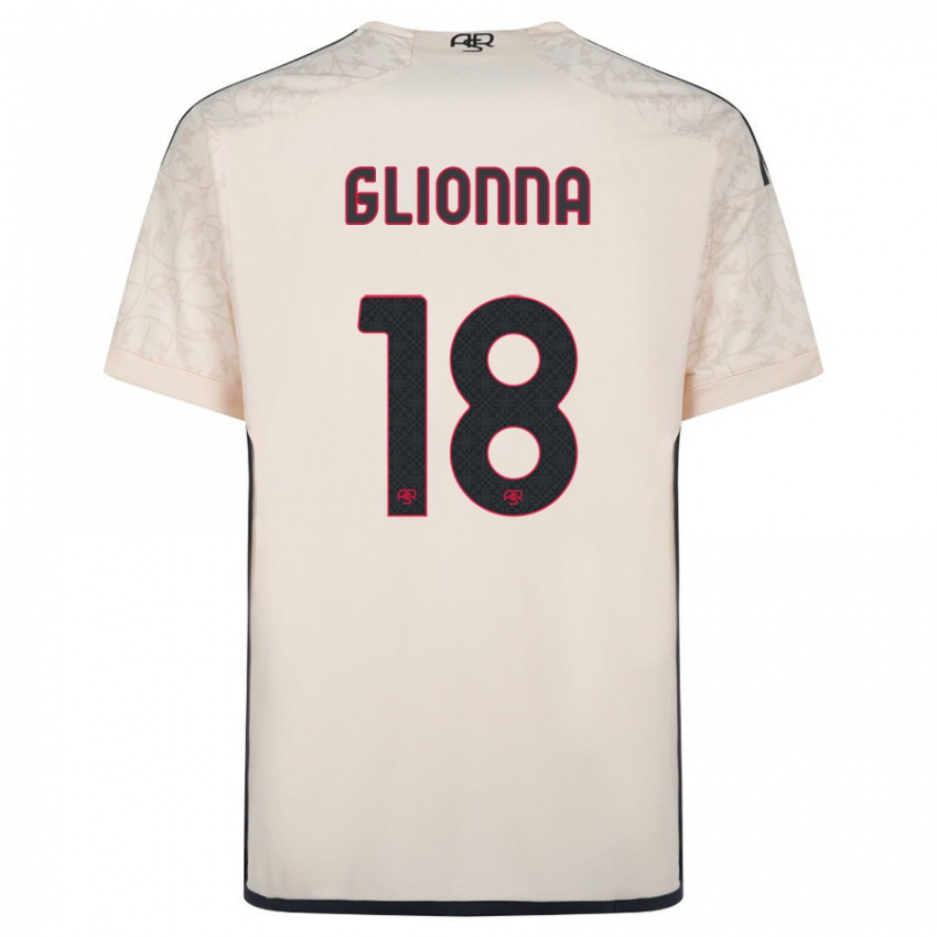 Uomo Maglia Benedetta Glionna #18 Bianco Blu Kit Gara Away 2023/24 Maglietta