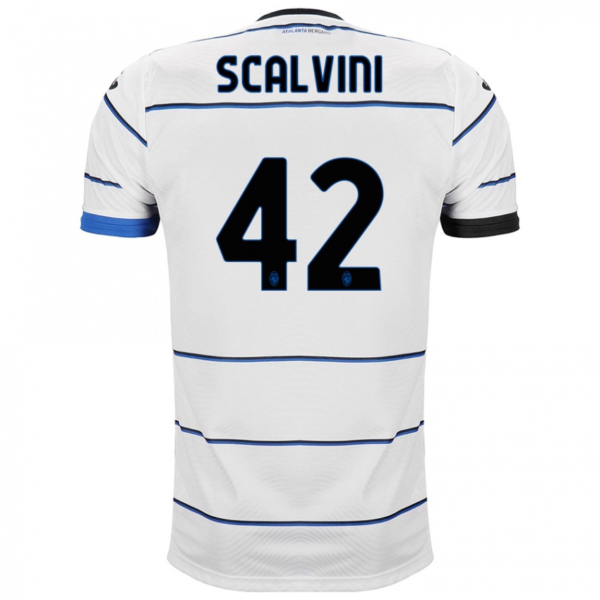 Uomo Maglia Giorgio Scalvini #42 Bianco Kit Gara Away 2023/24 Maglietta