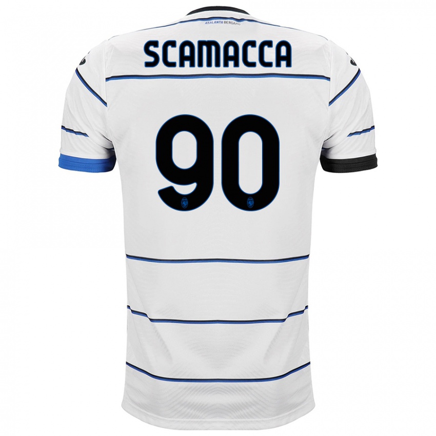 Uomo Maglia Gianluca Scamacca #90 Bianco Kit Gara Away 2023/24 Maglietta