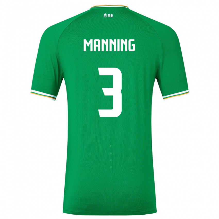 Bambino Maglia Irlanda Ryan Manning #3 Verde Kit Gara Home 24-26 Maglietta