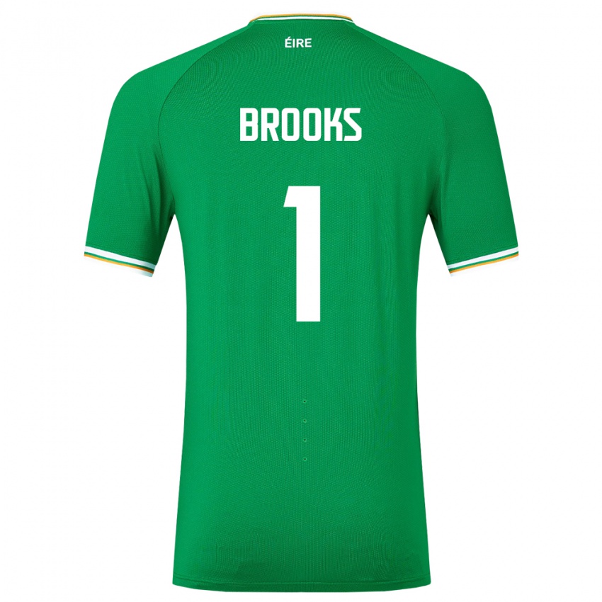 Bambino Maglia Irlanda Tiernan Brooks #1 Verde Kit Gara Home 24-26 Maglietta