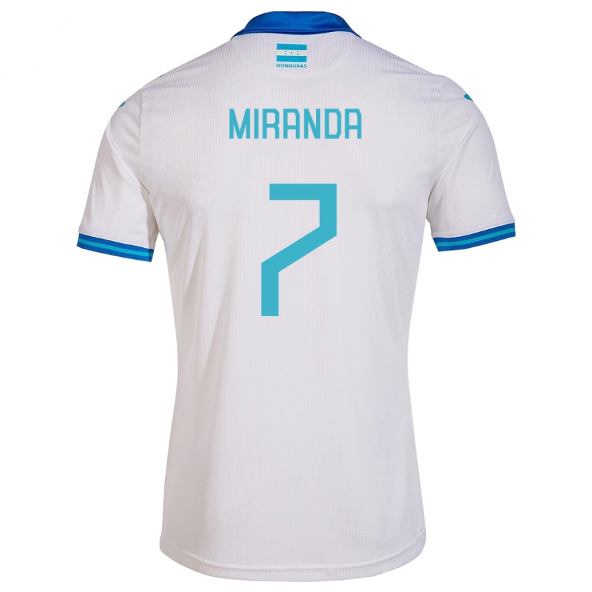Uomo Maglia Honduras Jeffry Miranda #7 Bianco Kit Gara Home 24-26 Maglietta