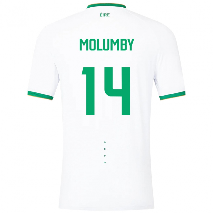 Uomo Maglia Irlanda Jayson Molumby #14 Bianco Kit Gara Away 24-26 Maglietta