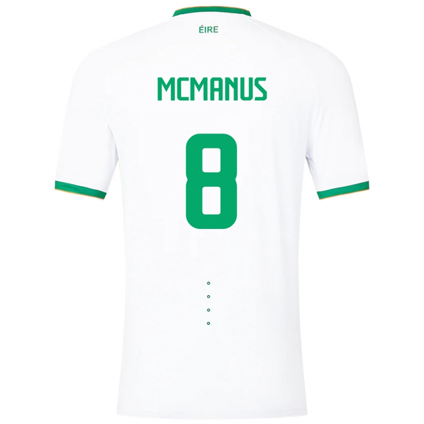 Uomo Maglia Irlanda James Mcmanus #8 Bianco Kit Gara Away 24-26 Maglietta