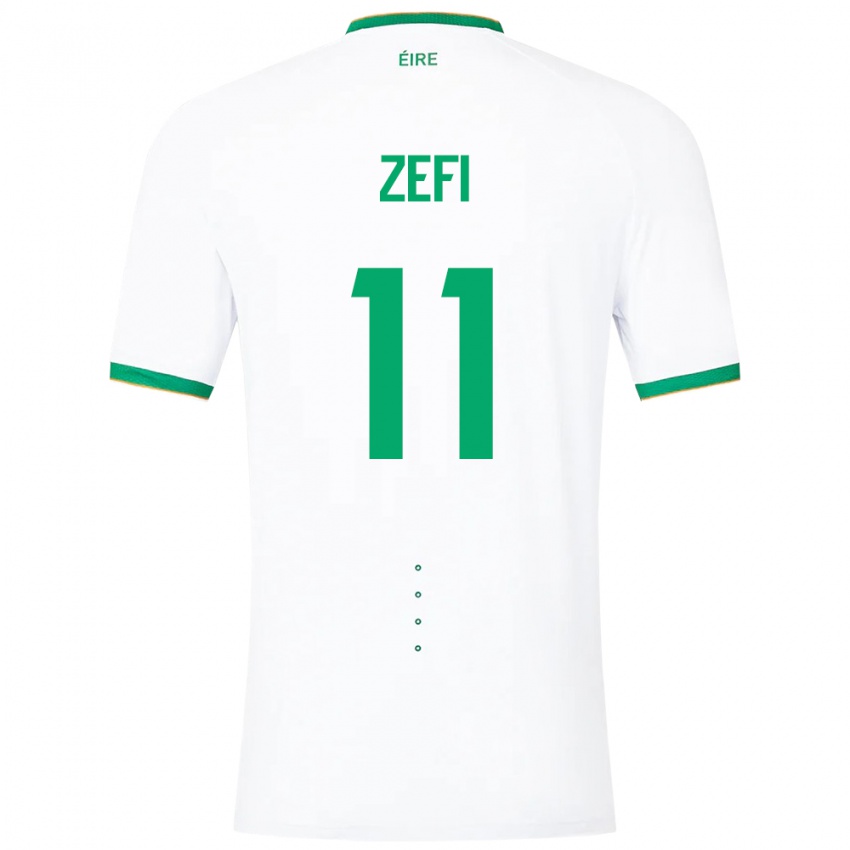 Uomo Maglia Irlanda Kevin Zefi #11 Bianco Kit Gara Away 24-26 Maglietta